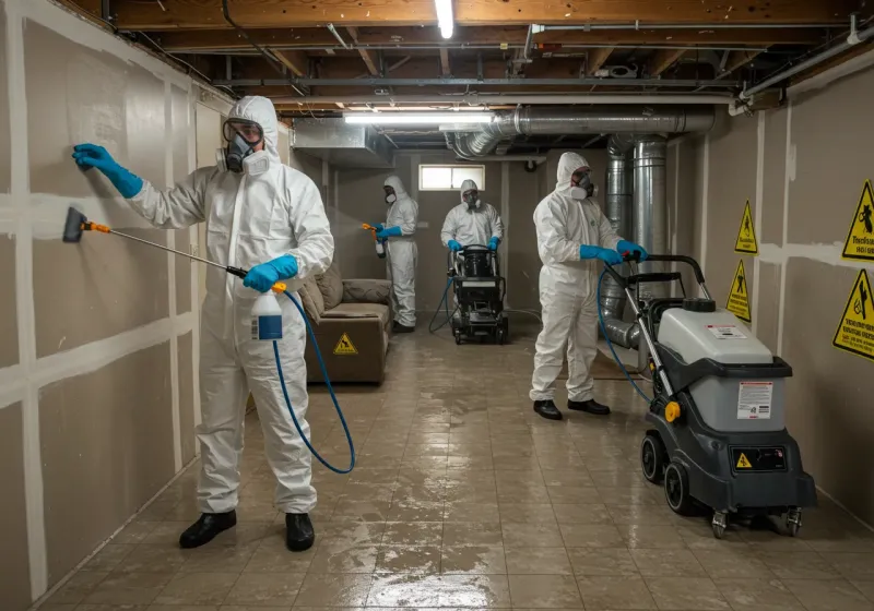 Basement Moisture Removal and Structural Drying process in Barnesboro, PA